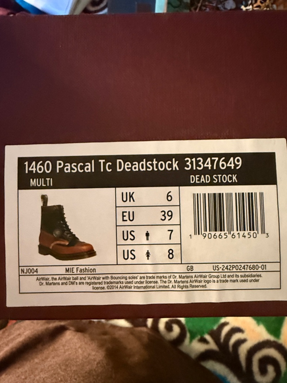 Dr. Martens (Made in England) 1460 Pascal Tc Deadstock Leather Lace-Up Boots - Picture 8 of 8